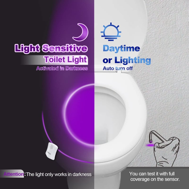 LAVAED Motion Sensor Toilet Night Light,8 Colors Changing Body Motion Sensor Toilet Bowl Seat Lamp for Bathroom (3 Pack) - Image 2